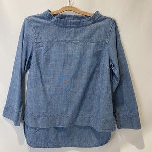 J.Crew Denim Chambray Button Shoulder Long Sleeve Blouse Women's Size 8